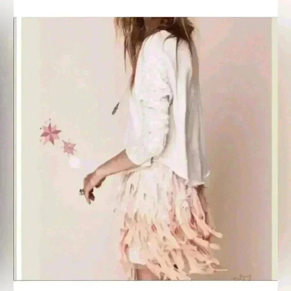 RARE VINTAGE FREE PEOPLE ombré FEATHER SLIP DRESS sz small S - Picture 3 of 14